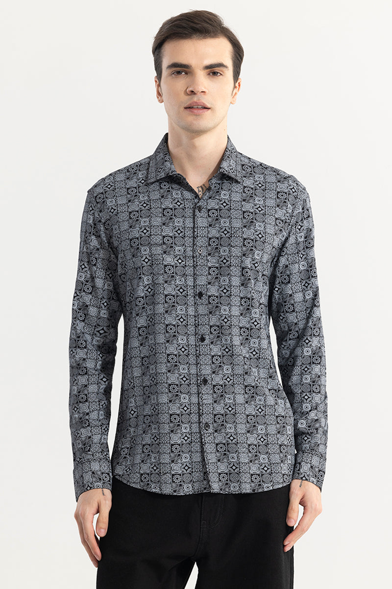 Imprint Motif Black Shirt