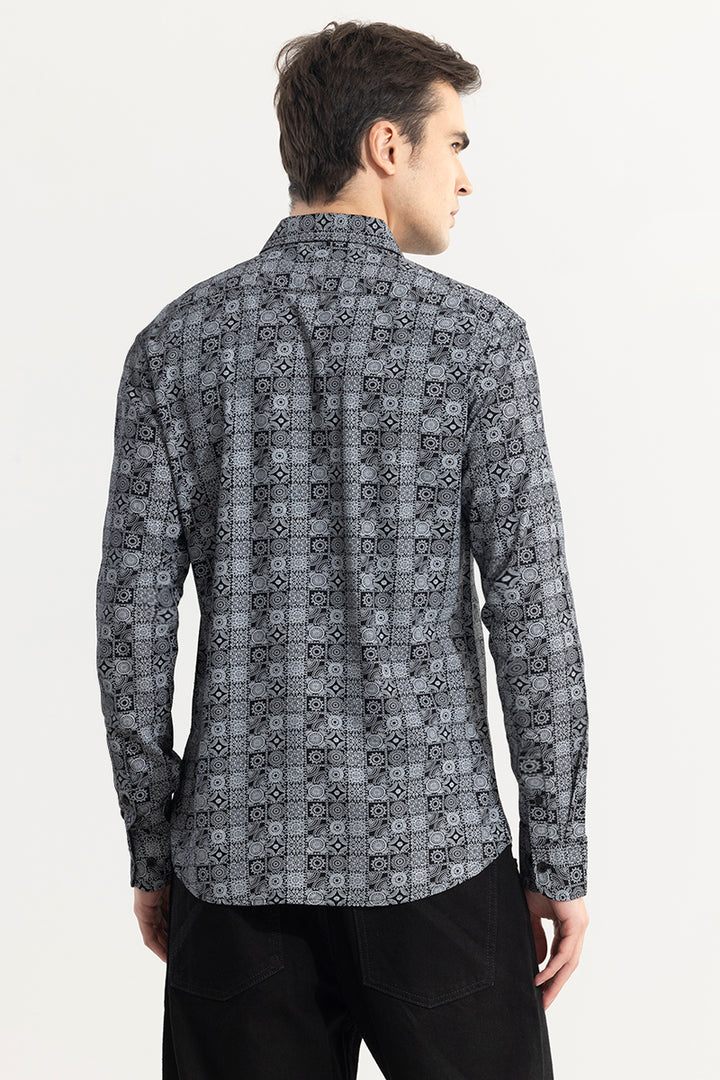 Imprint Motif Black Shirt