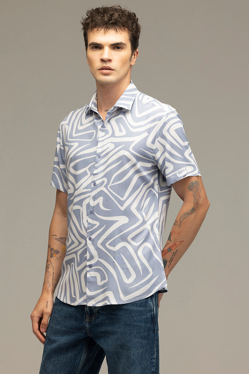 Maze Line Blue Shirt