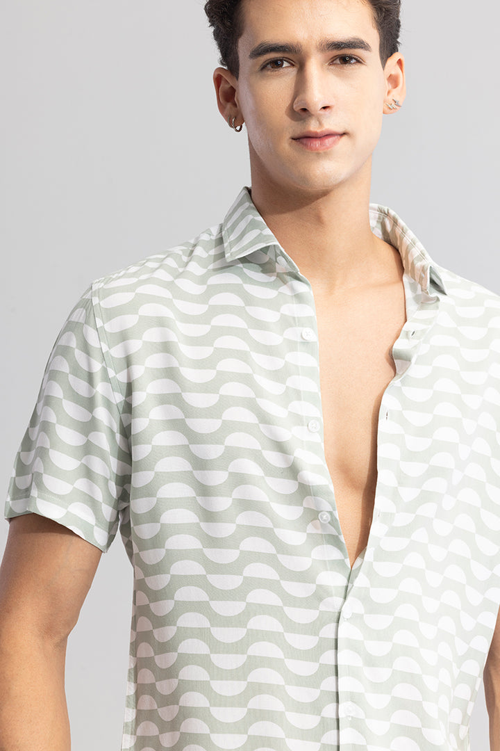 Buy Men's Up Down Abstract Pastel Green Shirt Online | SNITCH