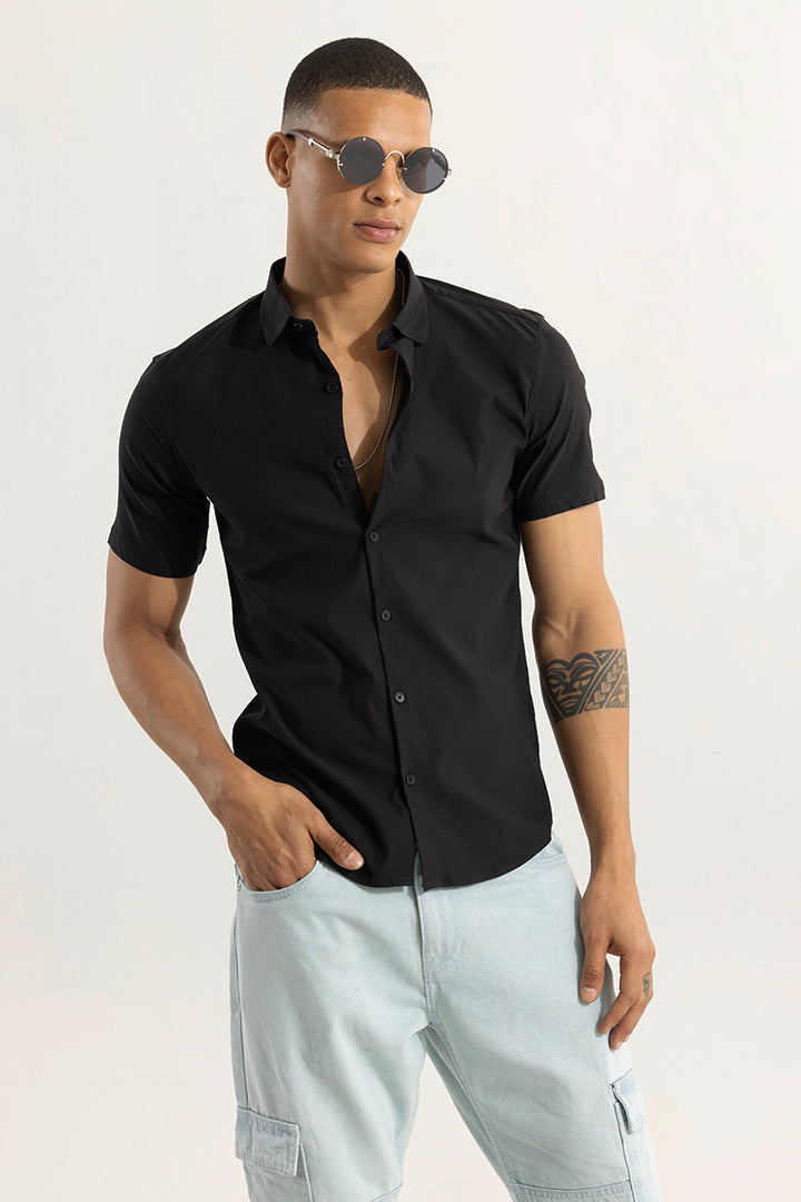 Buy Men's Flexit Black Shirt Online | SNITCH