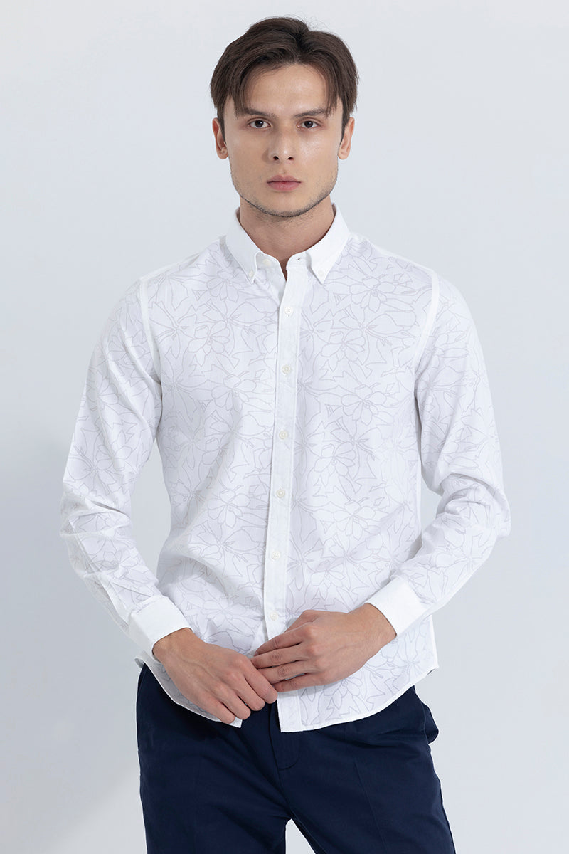 Floral White Jacquard Shirt