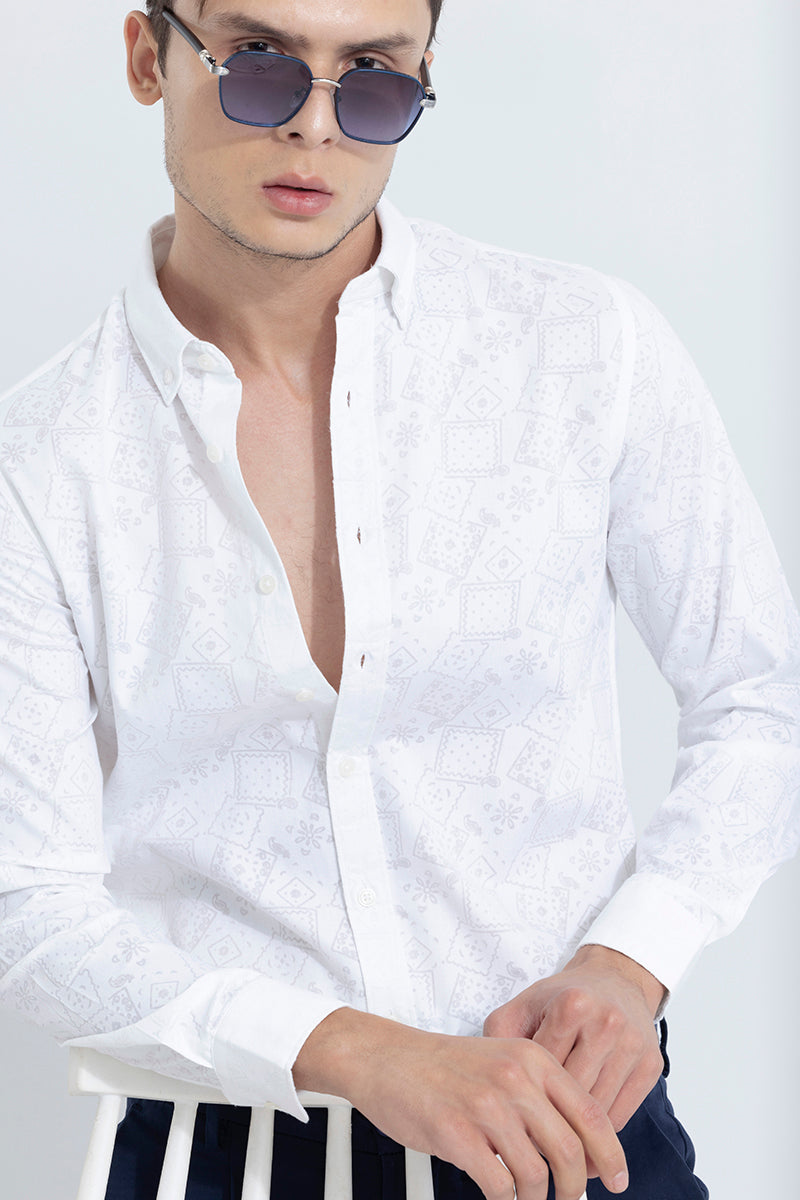 Abstract Box White Jacquard Shirt