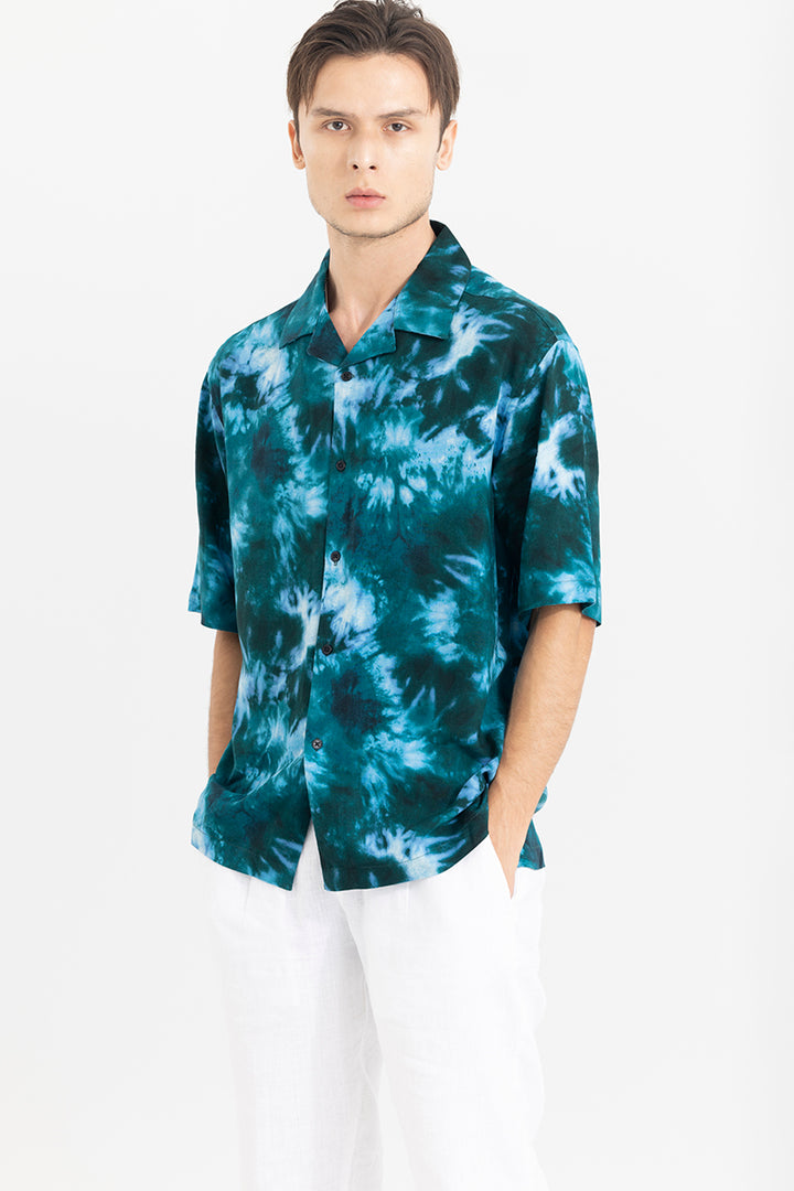 Shibori Sea Blue Oversized Shirt