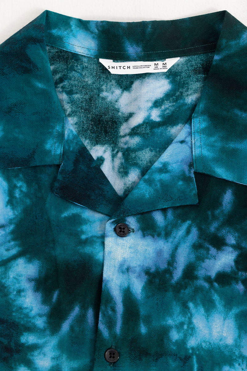 Shibori Sea Blue Oversized Shirt