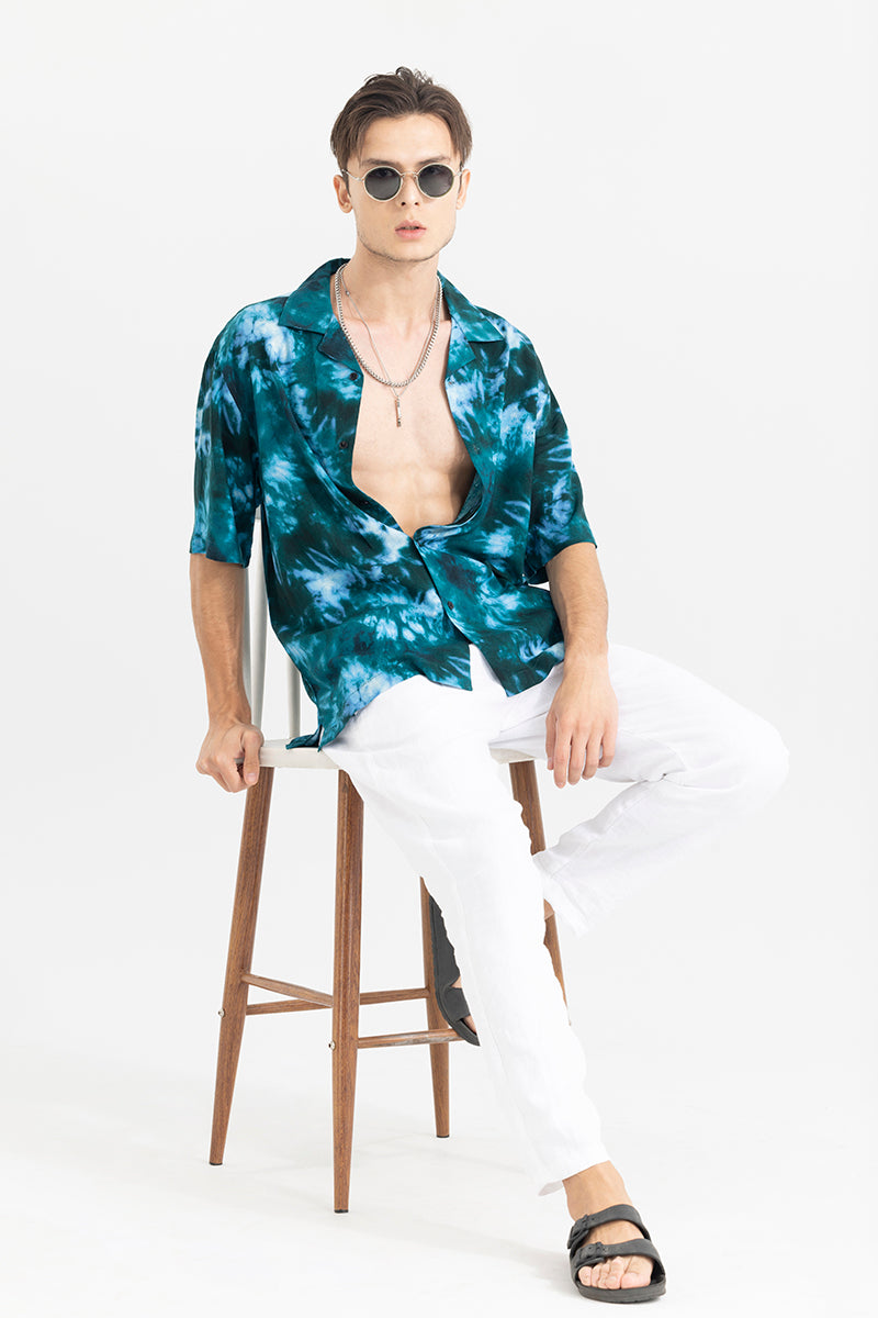 Shibori Sea Blue Oversized Shirt