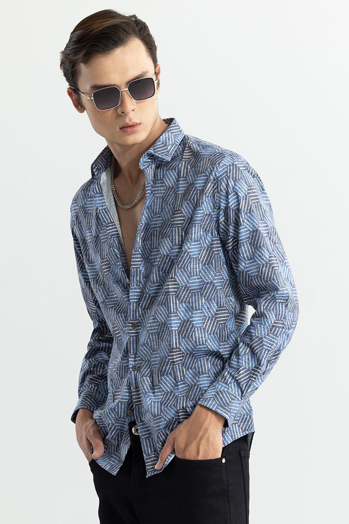 Hexa Design Blue Shirt