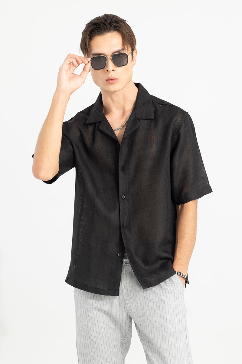 Sheer Tranquility Black Oversized Shirt