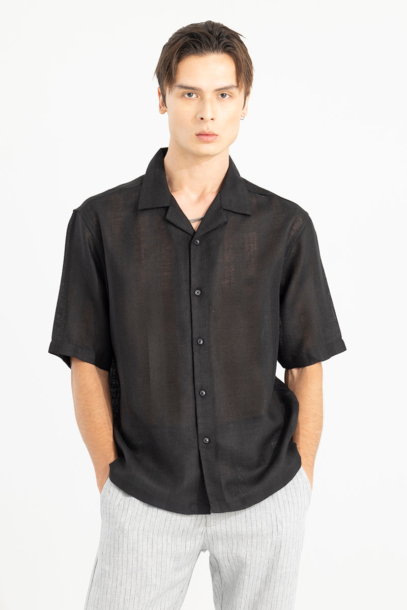 Sheer Tranquility Black Oversized Shirt