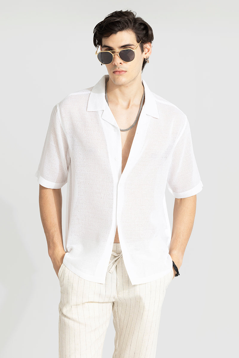 Buy Men's Sheer Mirage White Oversized Shirt Online | SNITCH