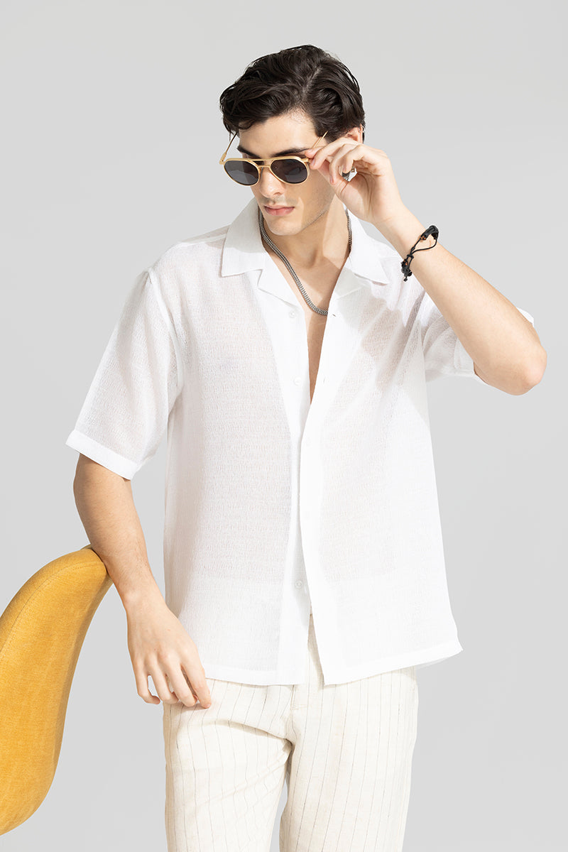 Buy Men's Sheer Mirage White Oversized Shirt Online | SNITCH