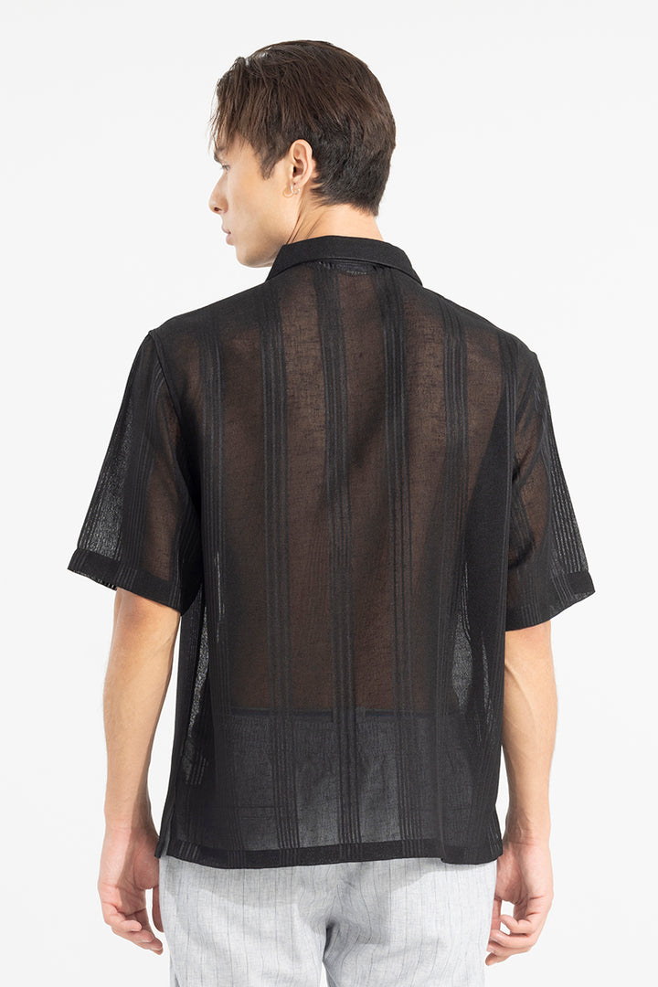 Sheer Elegance Black Oversized Shirt