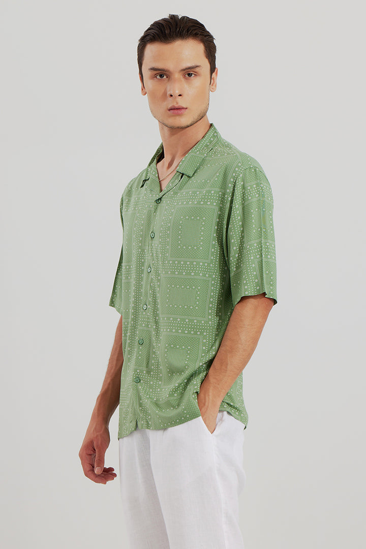 Block Square Green Oversized Shirt