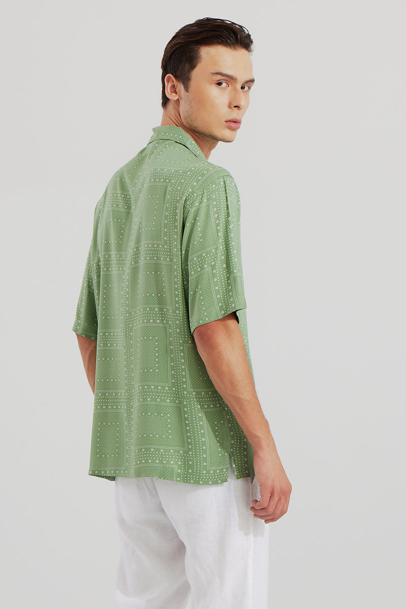 Block Square Green Oversized Shirt