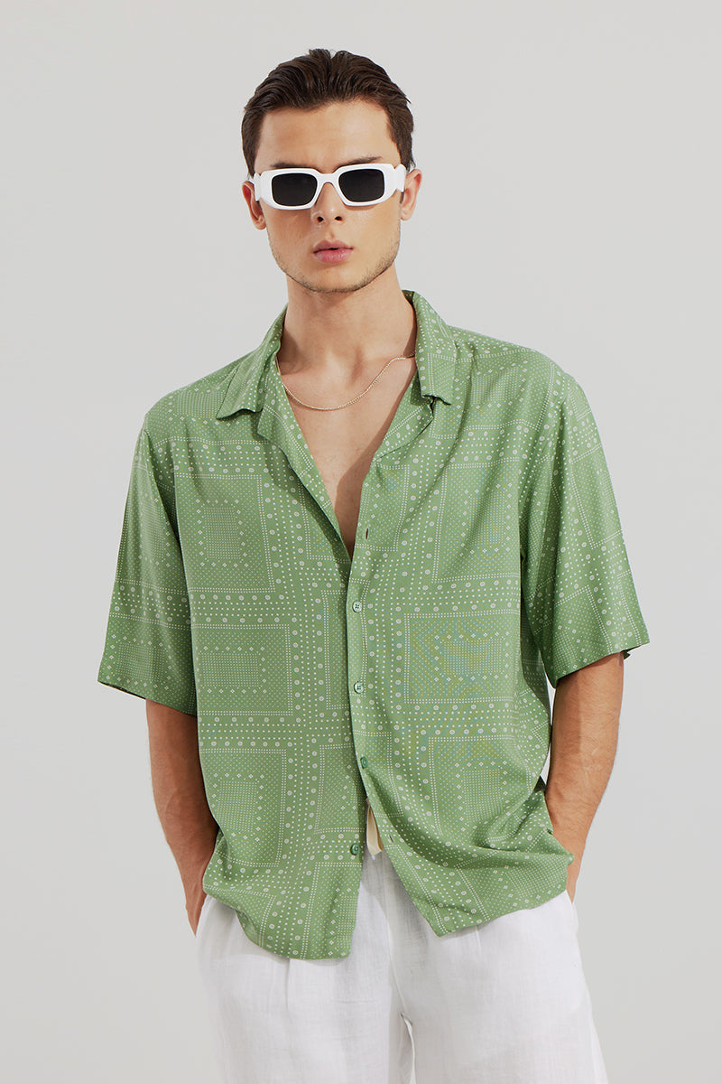 Block Square Green Oversized Shirt