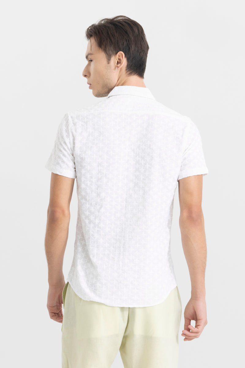 Star Dot White Embroidery Shirt