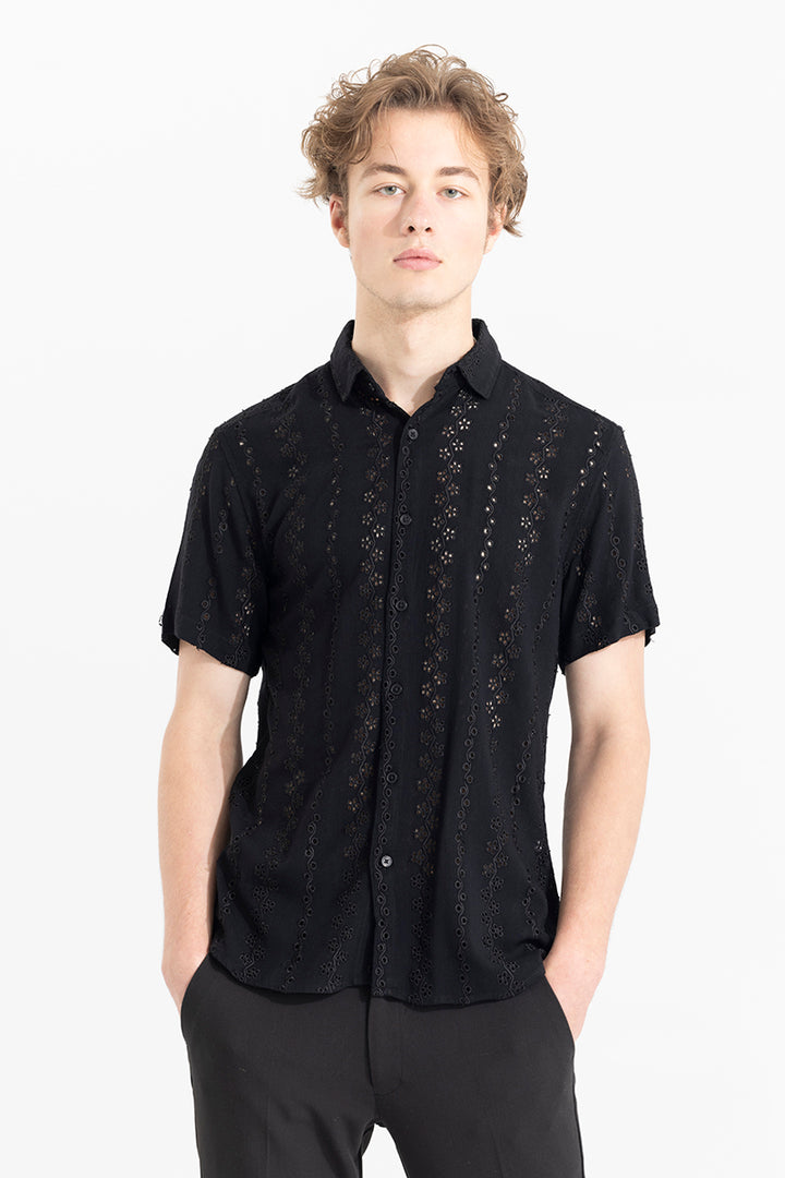 Waving Flower Black Shirt