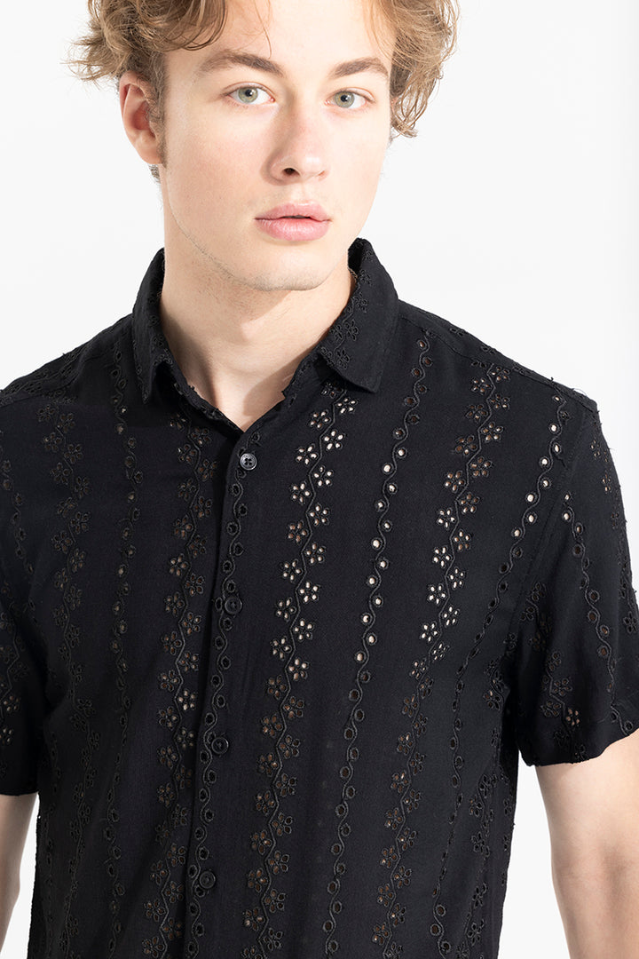 Waving Flower Black Shirt