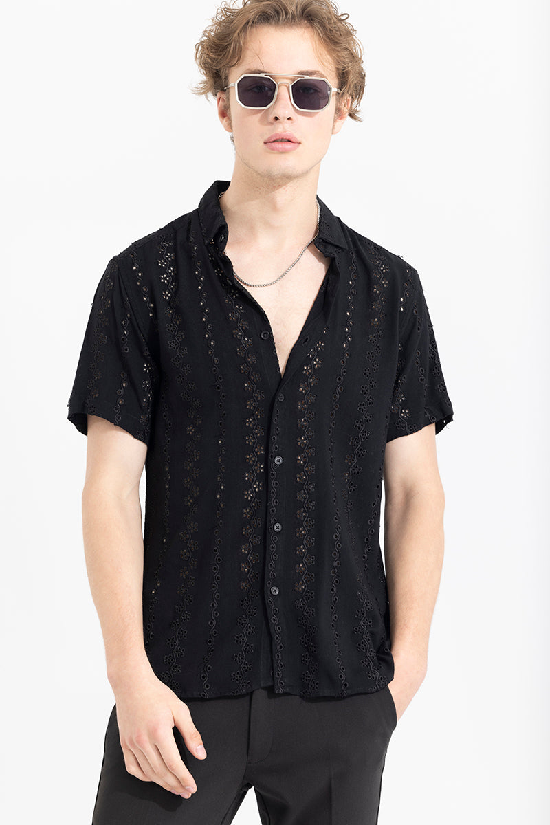 Waving Flower Black Shirt