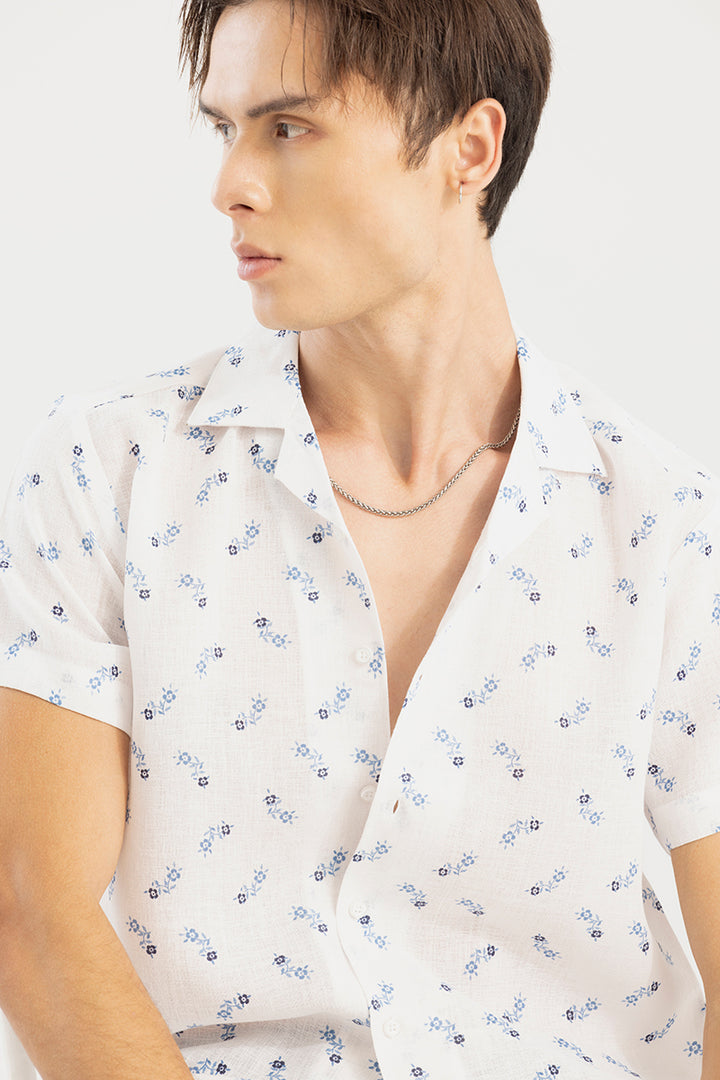 Summer Flower White Linen Shirt