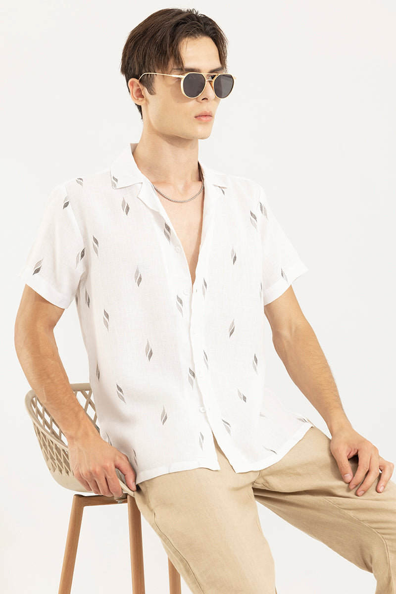 Two Swirl White Linen Shirt