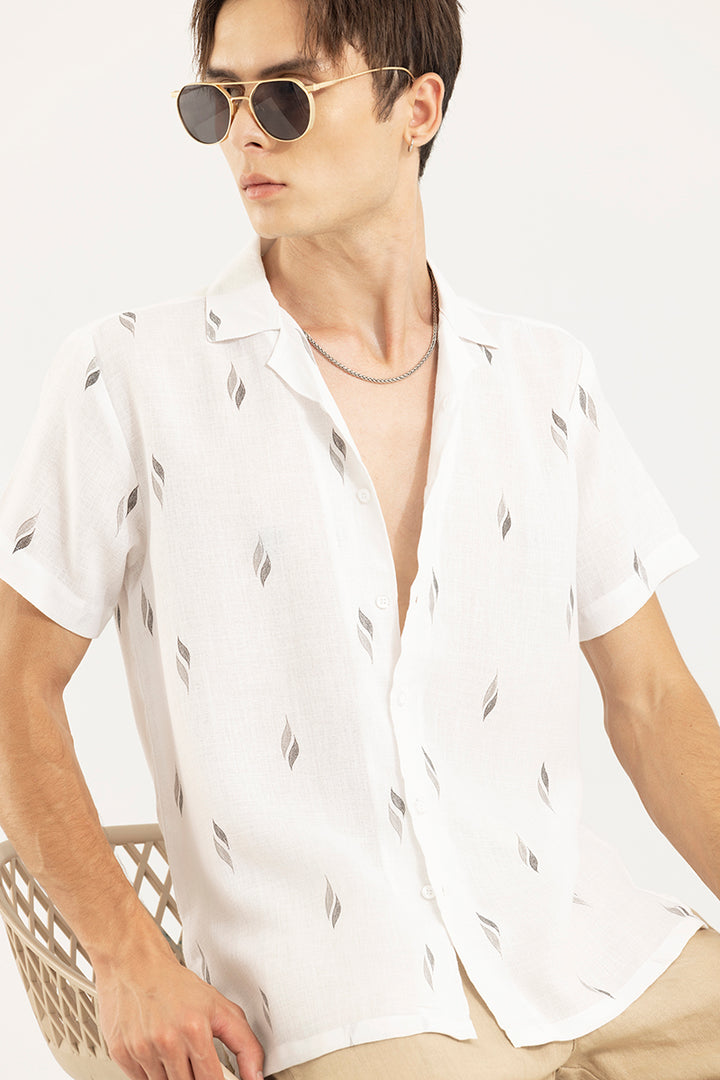 Two Swirl White Linen Shirt