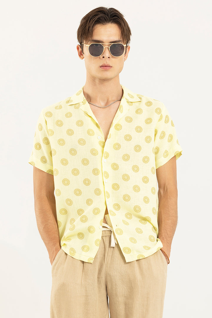 Traditional Circle Yellow Linen Shirt