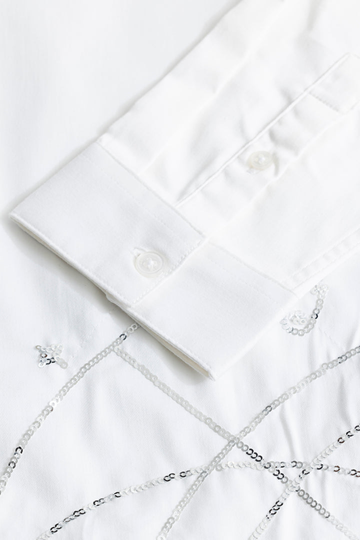 Sunrays Beaded White Shirt