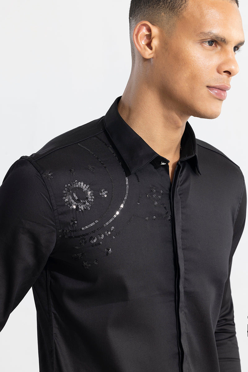 Sunrays Beaded Black Shirt