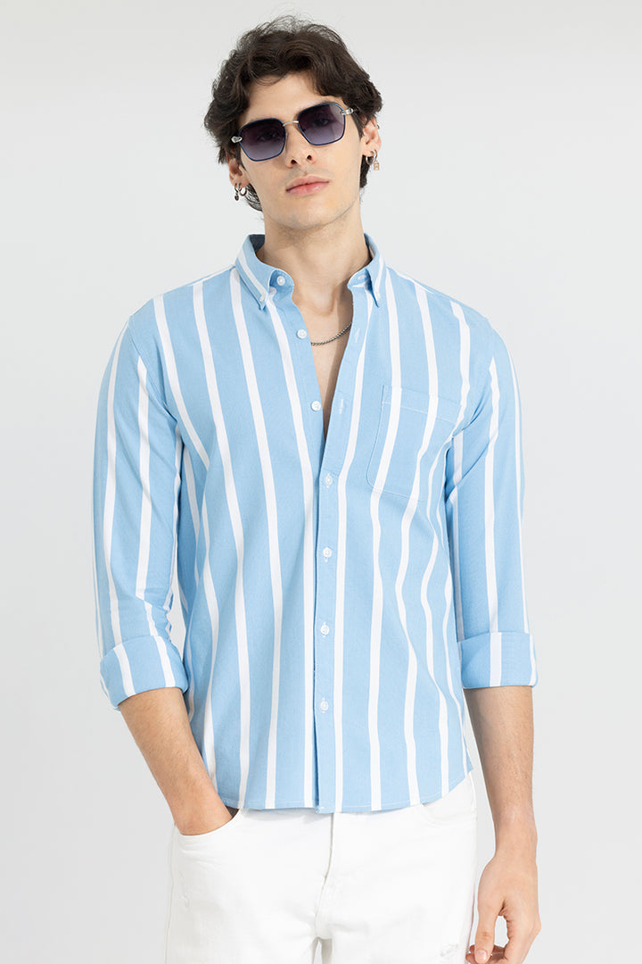 Pencil Stripe Blue Shirt