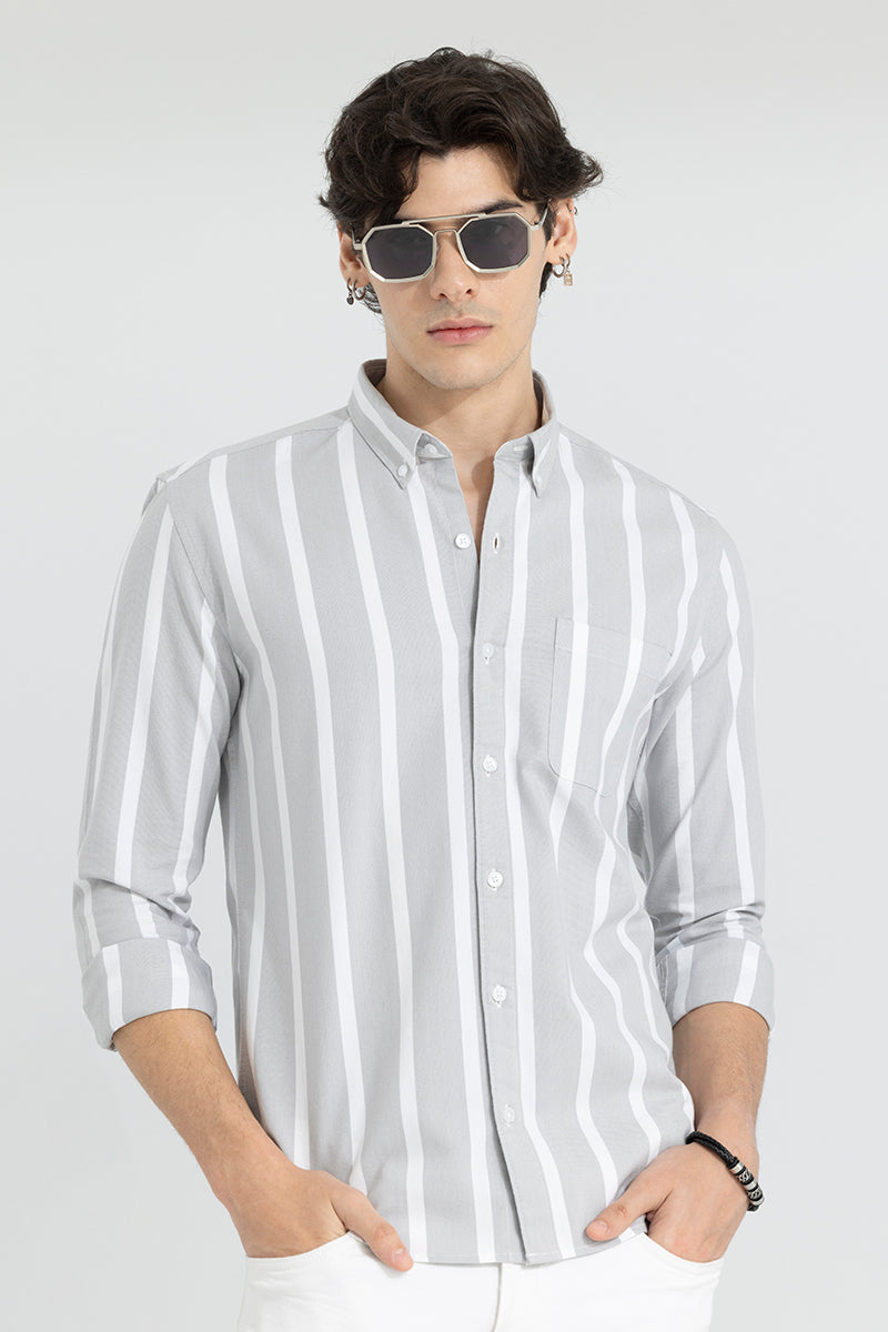 Buy Men's Pencil Stripe Grey Shirt Online | SNITCH