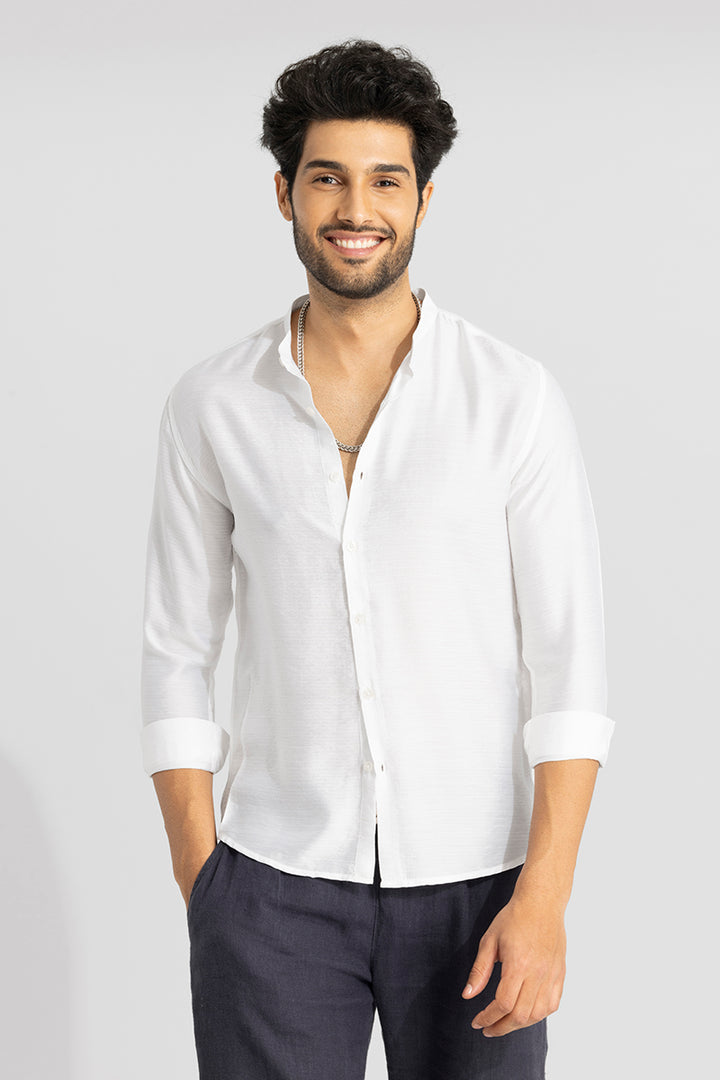 Mao Neckline White Shirt