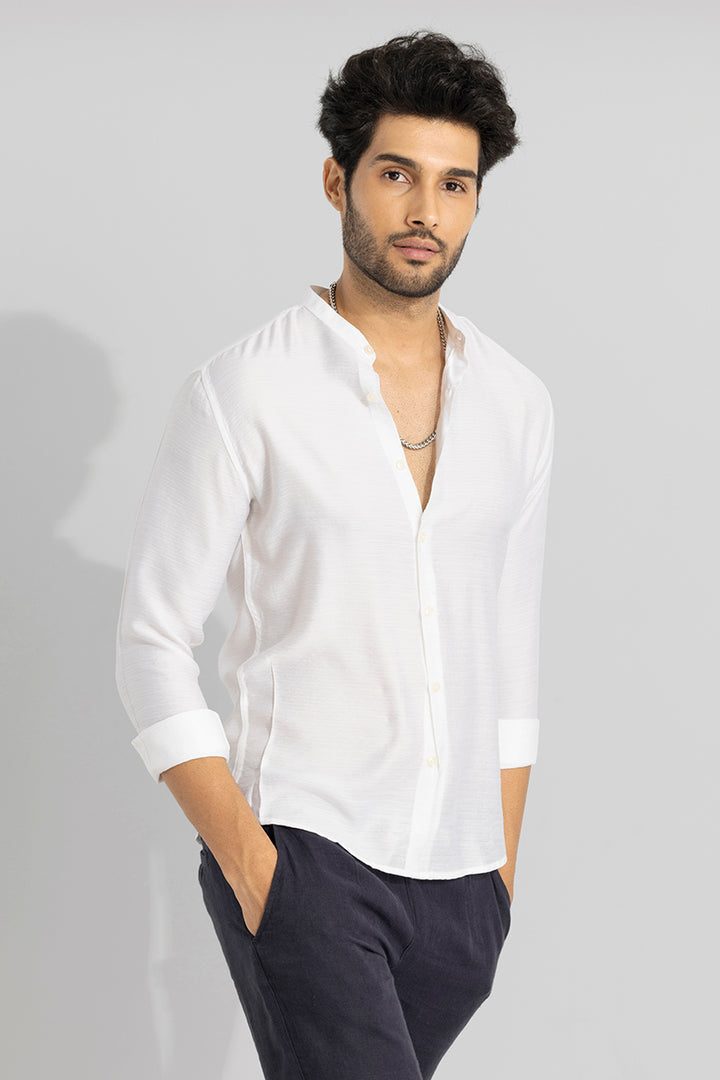 Mao Neckline White Shirt