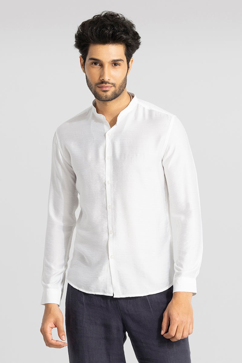 Mao Neckline White Shirt