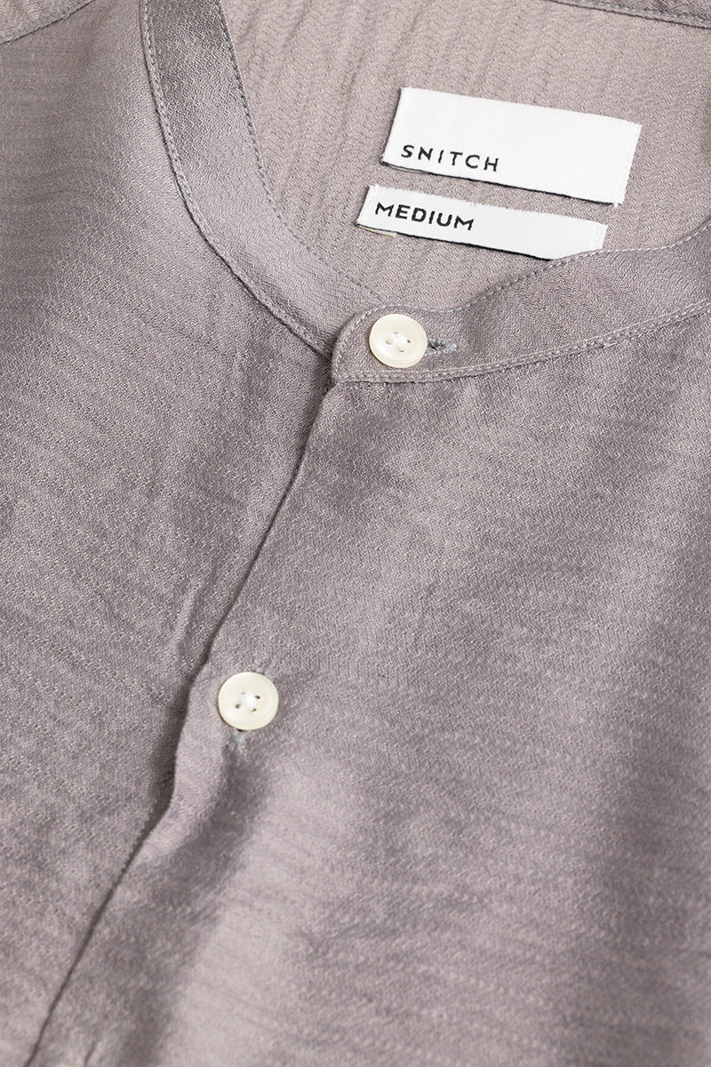 Mao Neckline Grey Shirt