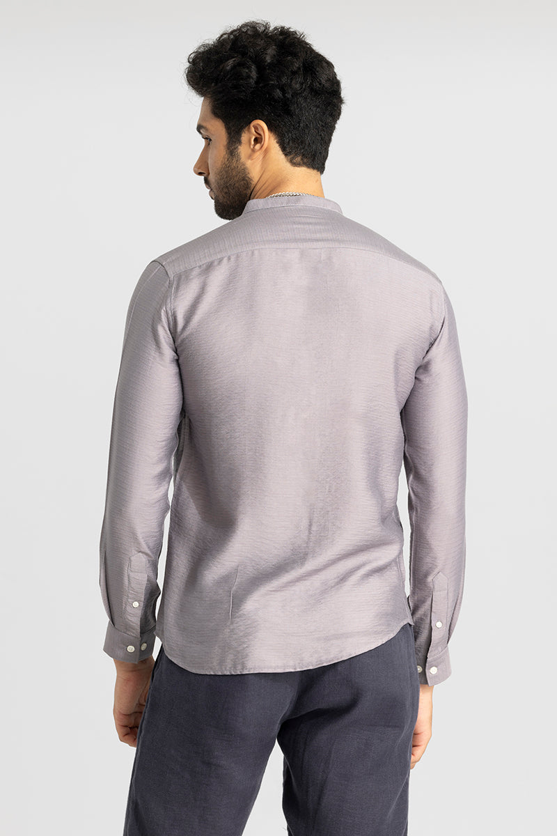 Mao Neckline Grey Shirt