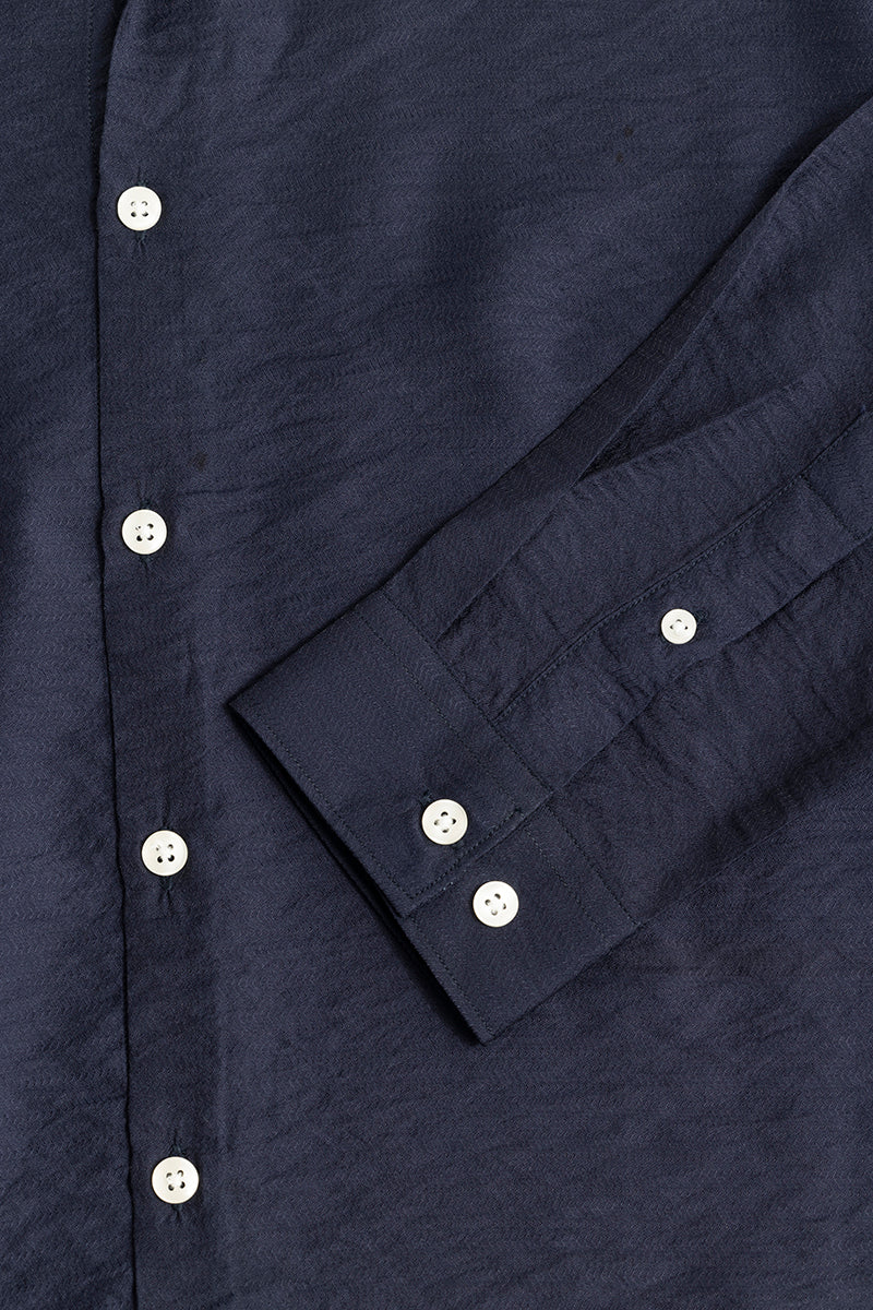 Mao Neckline Navy Shirt