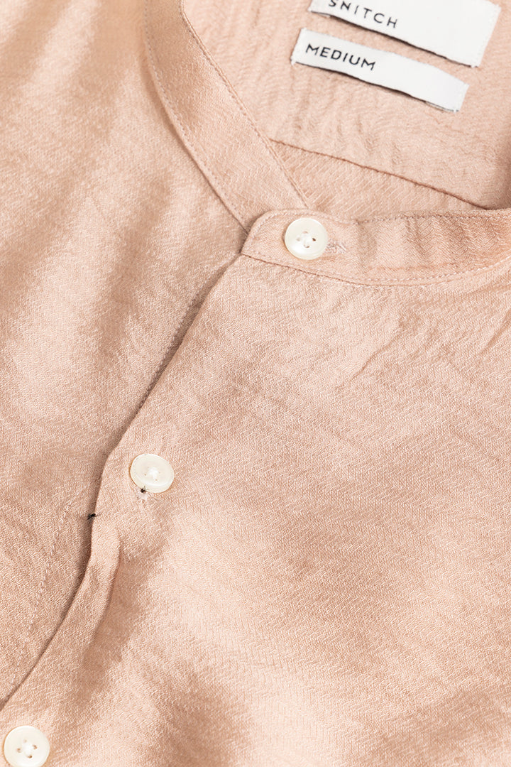 Mao Neckline Peach Shirt