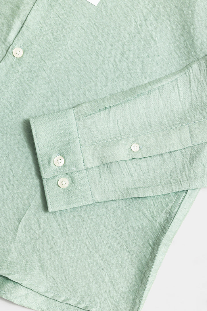 Mao Neckline Green Shirt