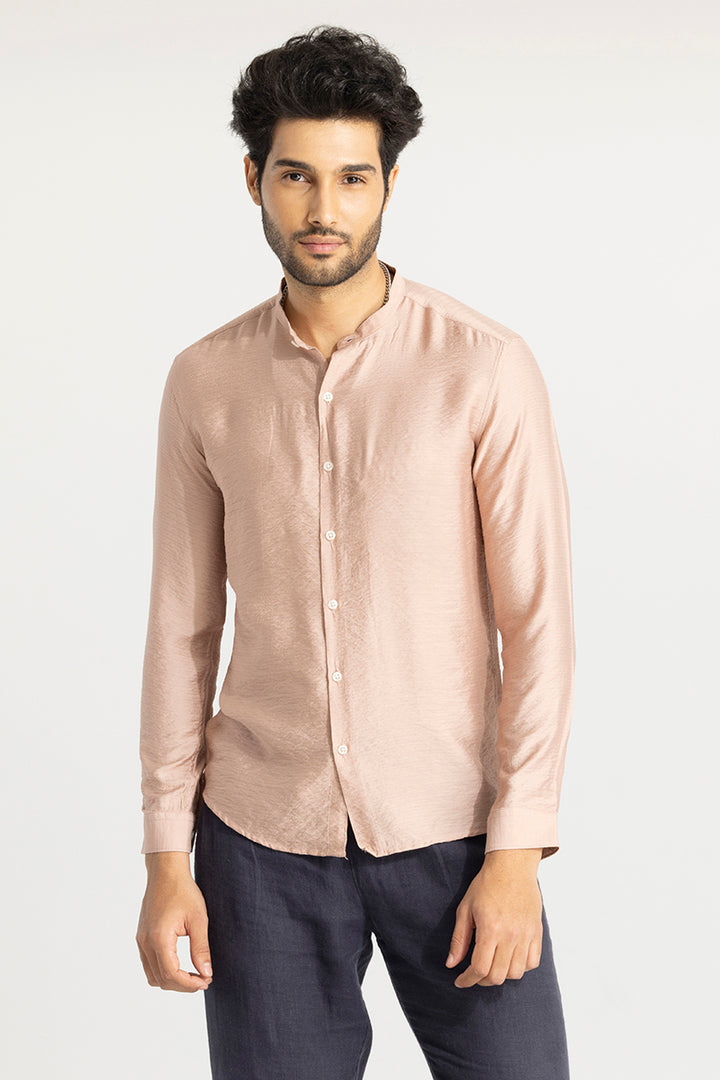 Mao Neckline Peach Shirt