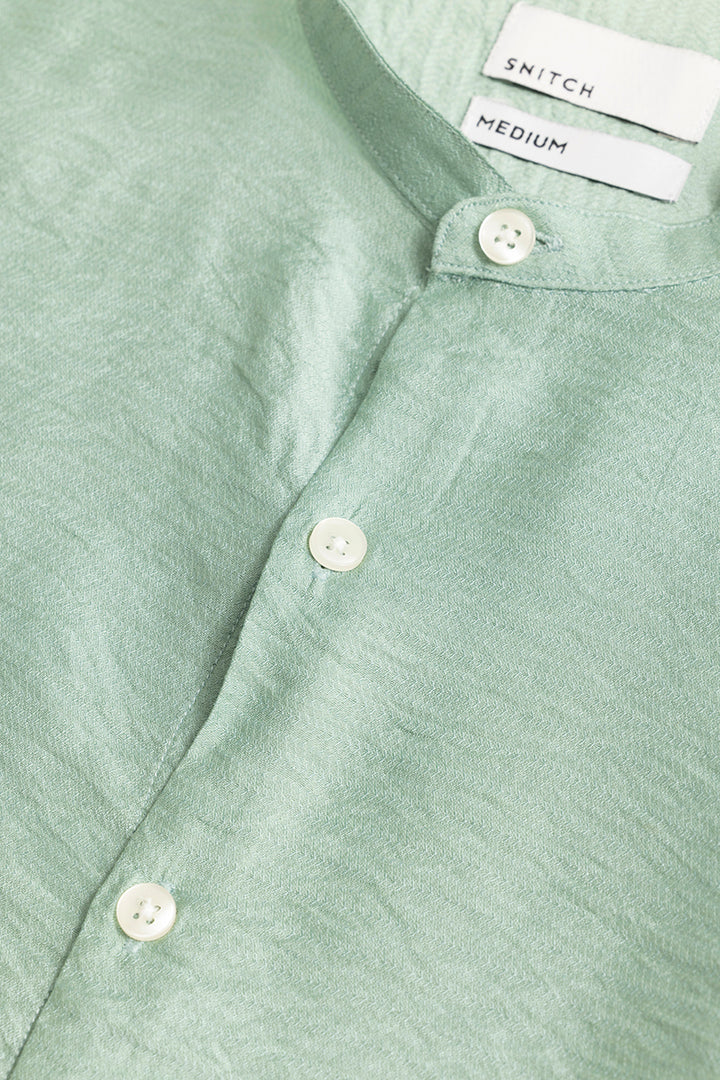 Mao Neckline Green Shirt