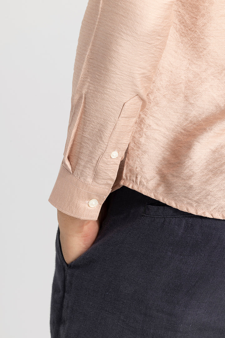 Mao Neckline Peach Shirt