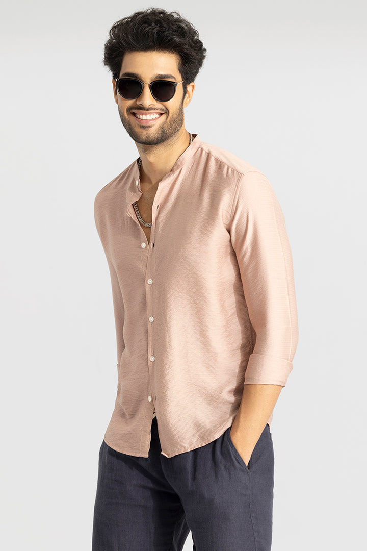 Mao Neckline Peach Shirt