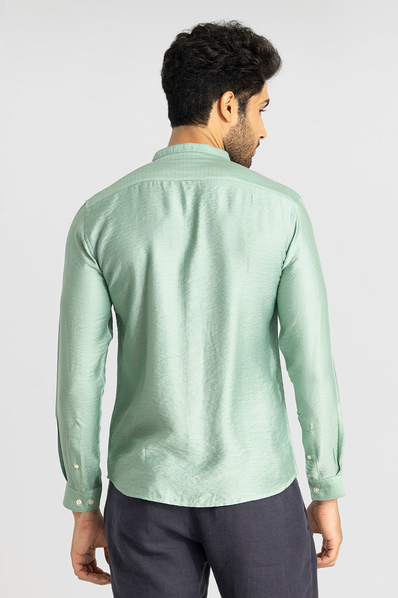 Mao Neckline Green Shirt