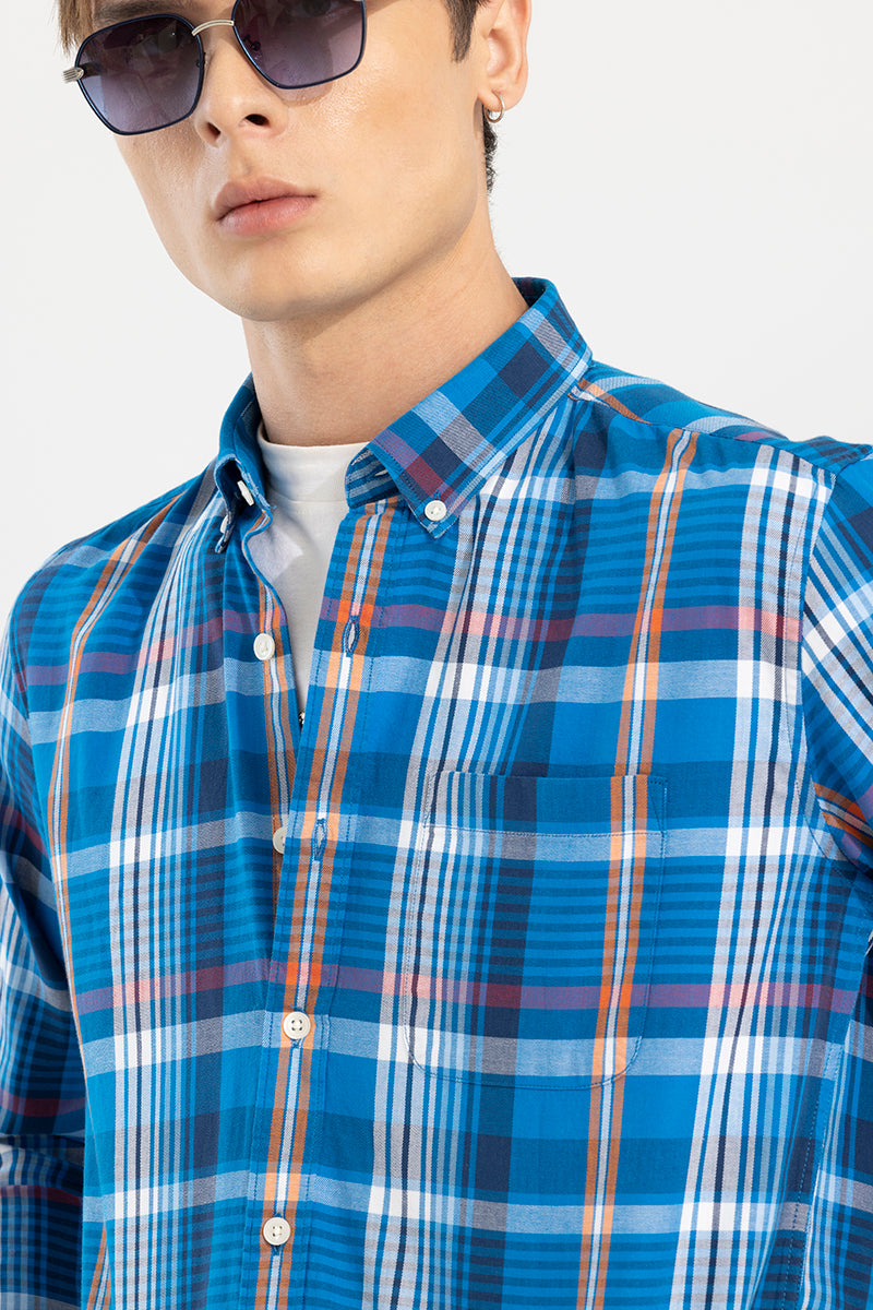 Modest Check Sapphire Blue Shirt