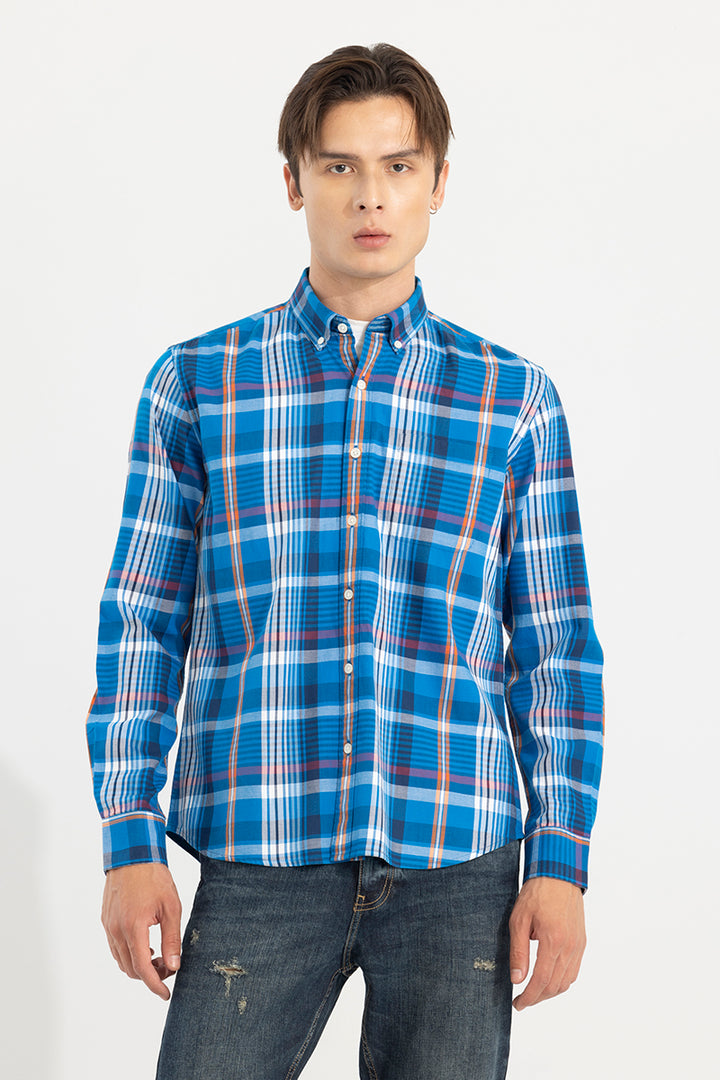 Modest Check Sapphire Blue Shirt