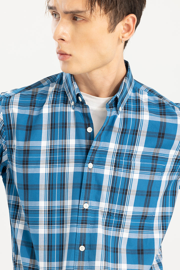 Modest Check Azure Blue Shirt