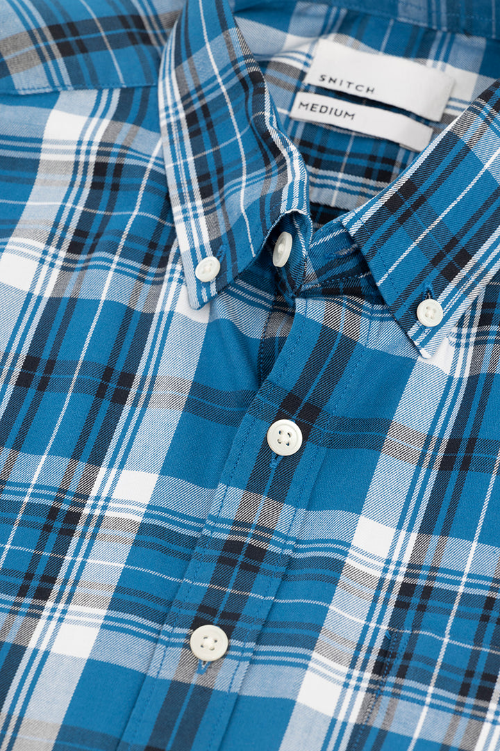 Modest Check Azure Blue Shirt