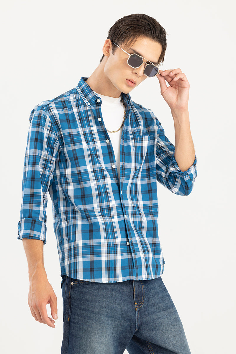 Modest Check Azure Blue Shirt