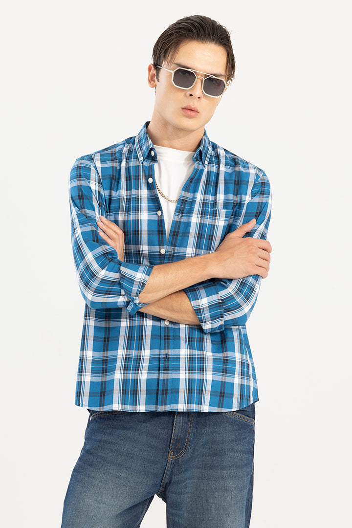 Modest Check Azure Blue Shirt